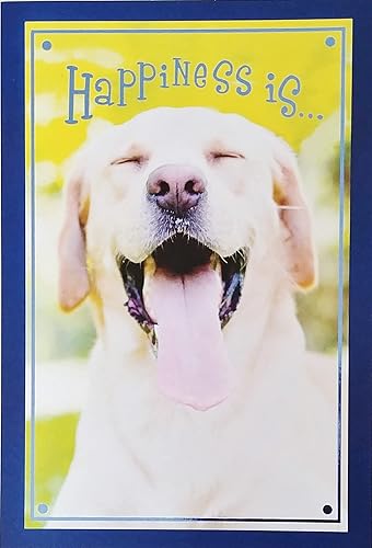 Feliz día del padre religioso tarjeta de felicitación al abuelo con perro de Labrador dorado