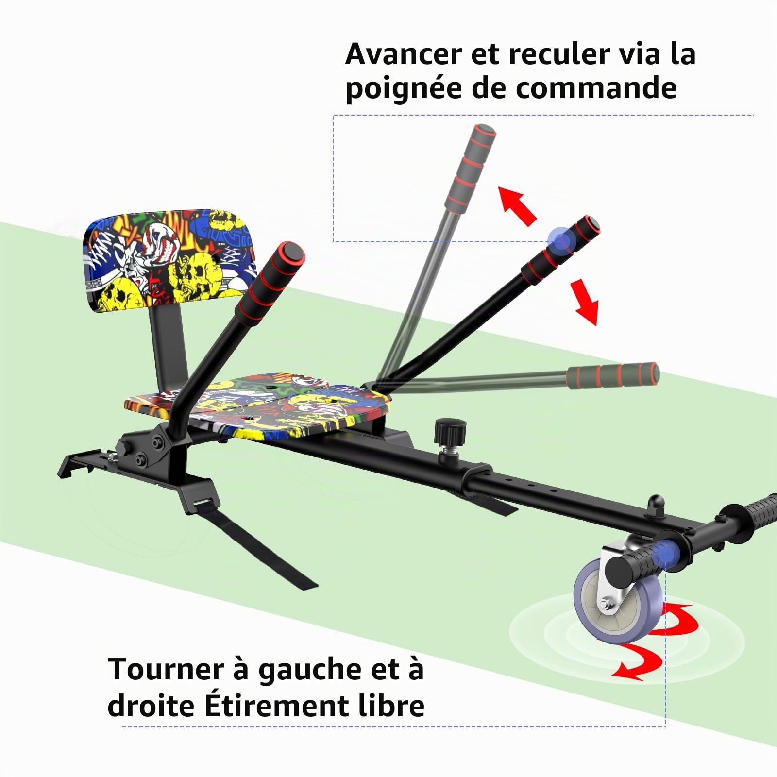 TS TST GRP LLC Trottinette avec siège, trottinette équilibrée 6,5'“ 8,5”' avec haut-parleurs Bluetooth et lumière LED colorée avec kart, Graffiti+Graffiti