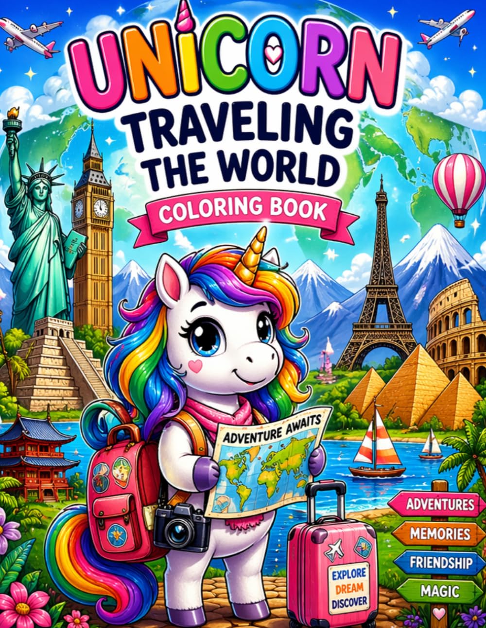 Unicorn Traveling the World