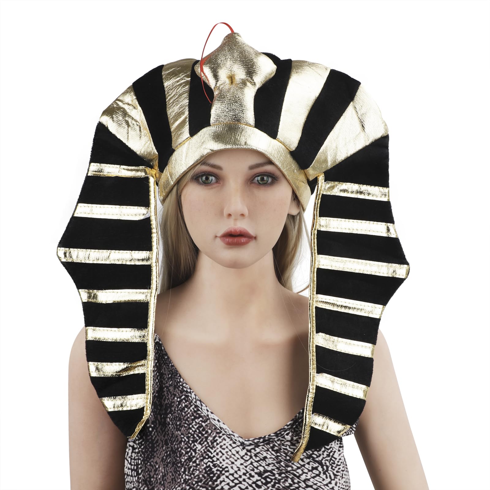 FakeFace Egyptian Pharaoh Hat Egypt King Tutankhamun Costume Accessory Headdress Fancy Dress Headpiece for Halloween Cosplay Party Carnival - Image 4