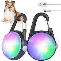 IP68 Waterproof 4-Mode Rechargeable Dog Collar Light for Night Walking - Clip-On LED Safety Light, USB High-Capacity Battery (Black)