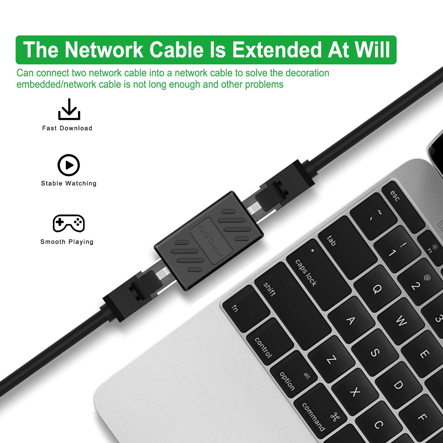 Coupleur RJ45, connecteurs Ethernet, coupleurs en ligne cachés pour câble Ethernet Cat7/Cat6/Cat5e/Cat5 - femelle vers femelle (lot de 30)