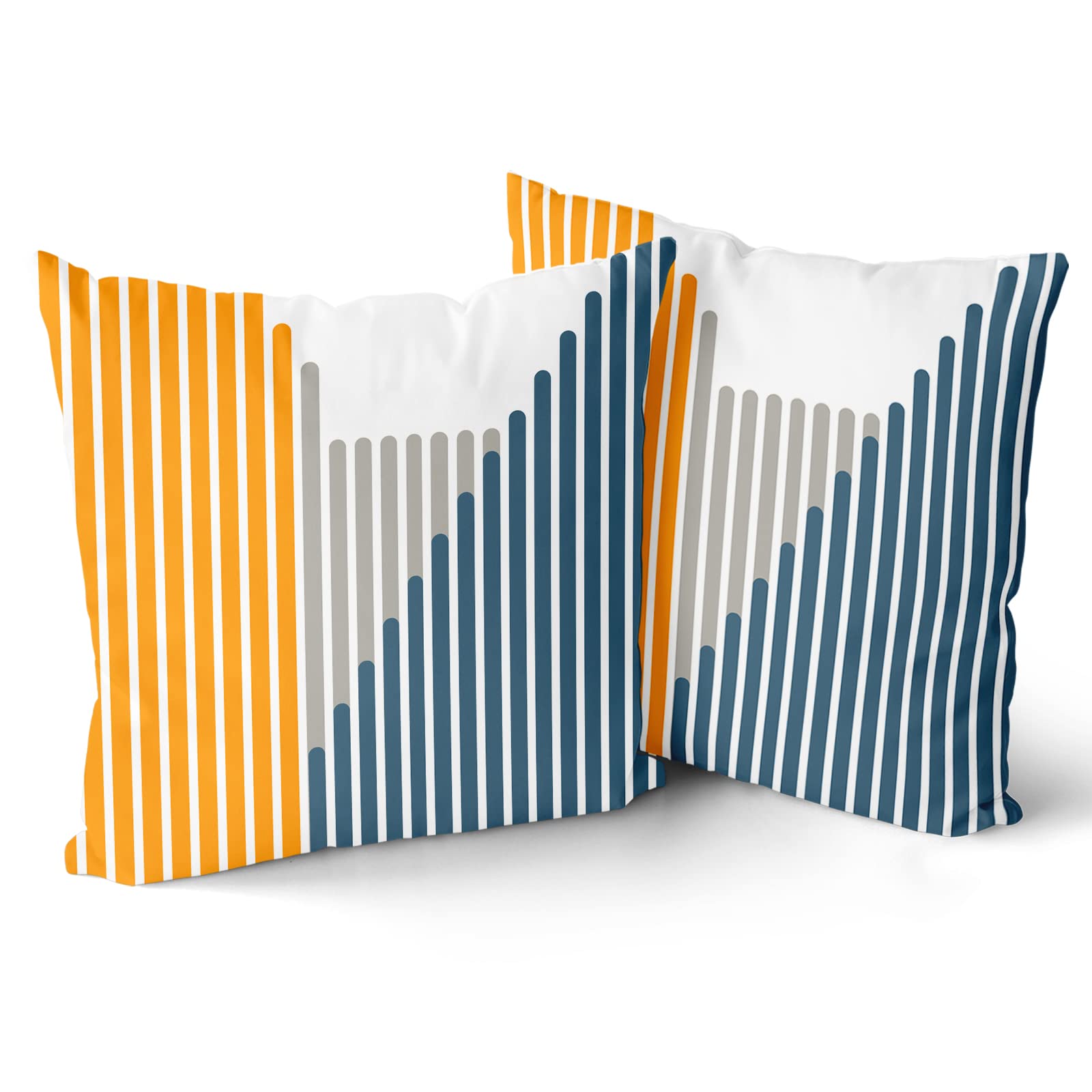 ABSOP Yellow and Blue Pillow Covers 18x18 Inch Set of 2 Boho Outdoor Throw Pillow Covers Modern Striped Farmhouse Pillowscase Cotton Square Cushion Covers for Sofa Couch Bedroom Home Decor