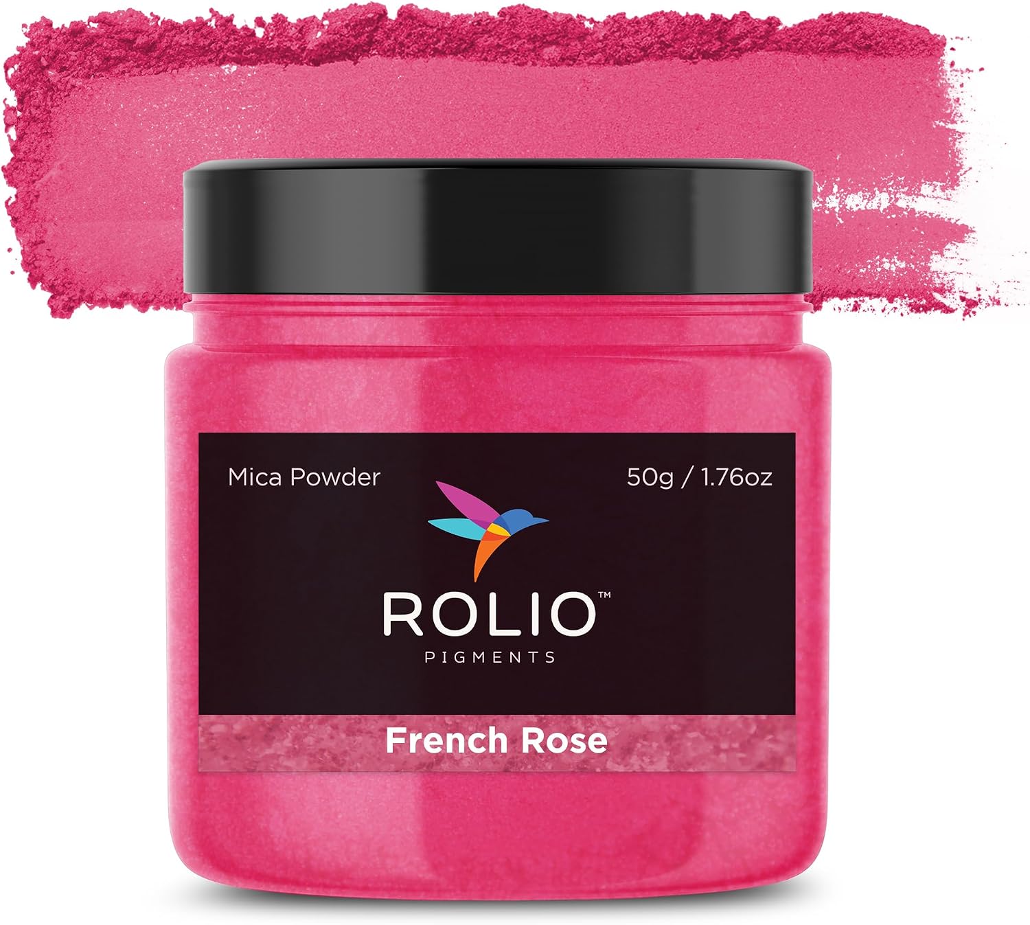 Rolio Premium Mica Powder - French Rose (50G / 1.76oz) - 1 Jar of Pink Pigment Powder for Epoxy Resin, Dye, Soap Making, Nail Polish, Paint, Candle Making, Bath Bombs, Slime