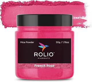 Rolio Premium Mica Powder - French Rose (50G / 1.76oz) - 1 Jar of Pink Pigment Powder for Epoxy Resin, Dye, Soap Making, Nail Polish, Paint, Candle Making, Bath Bombs, Slime