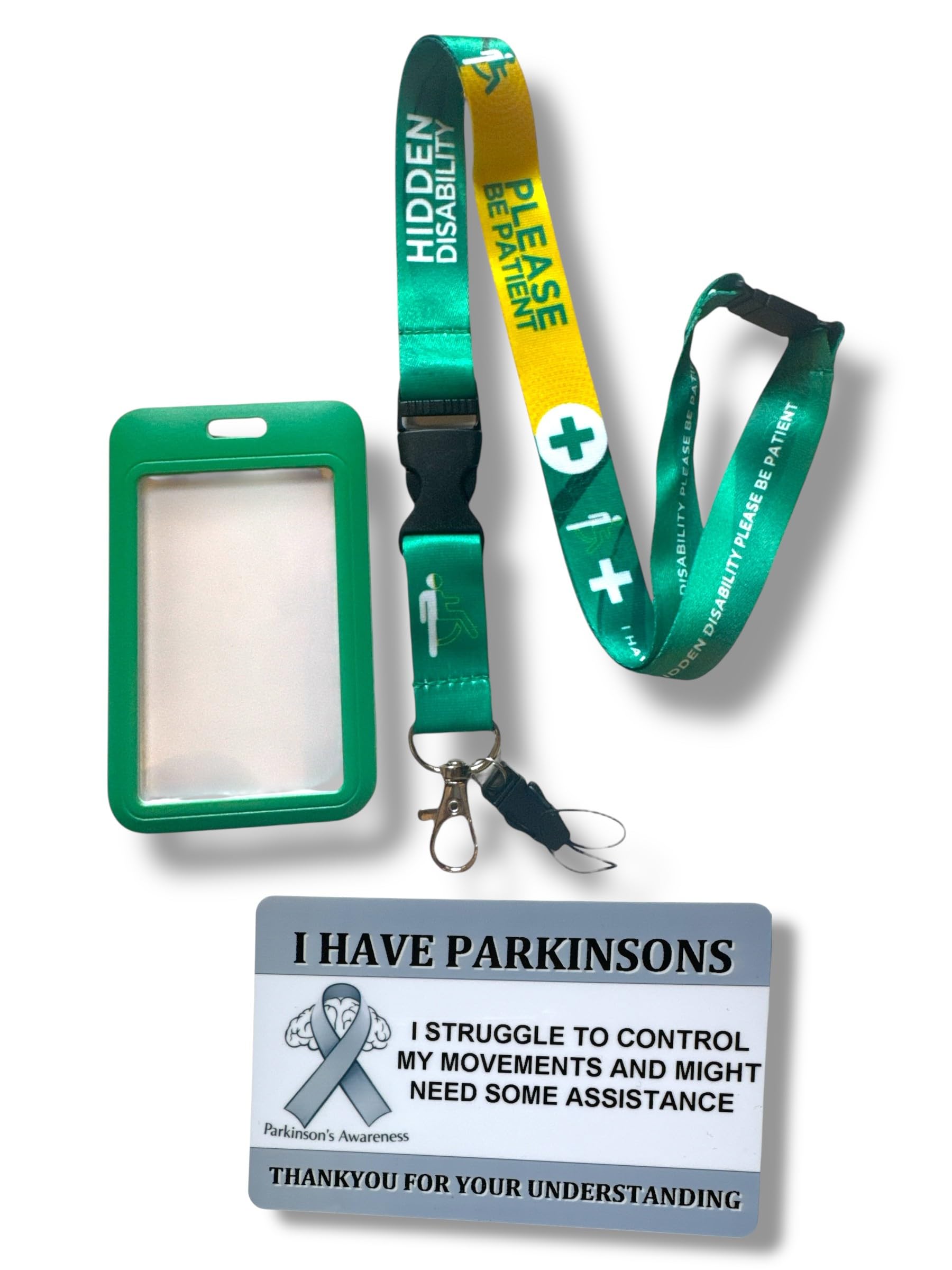 Hidden Disability Lanyard with Enclosed Hidden Disability Card Holder & Disability Awareness Card (Parkinsons Awareness) โ image 1
