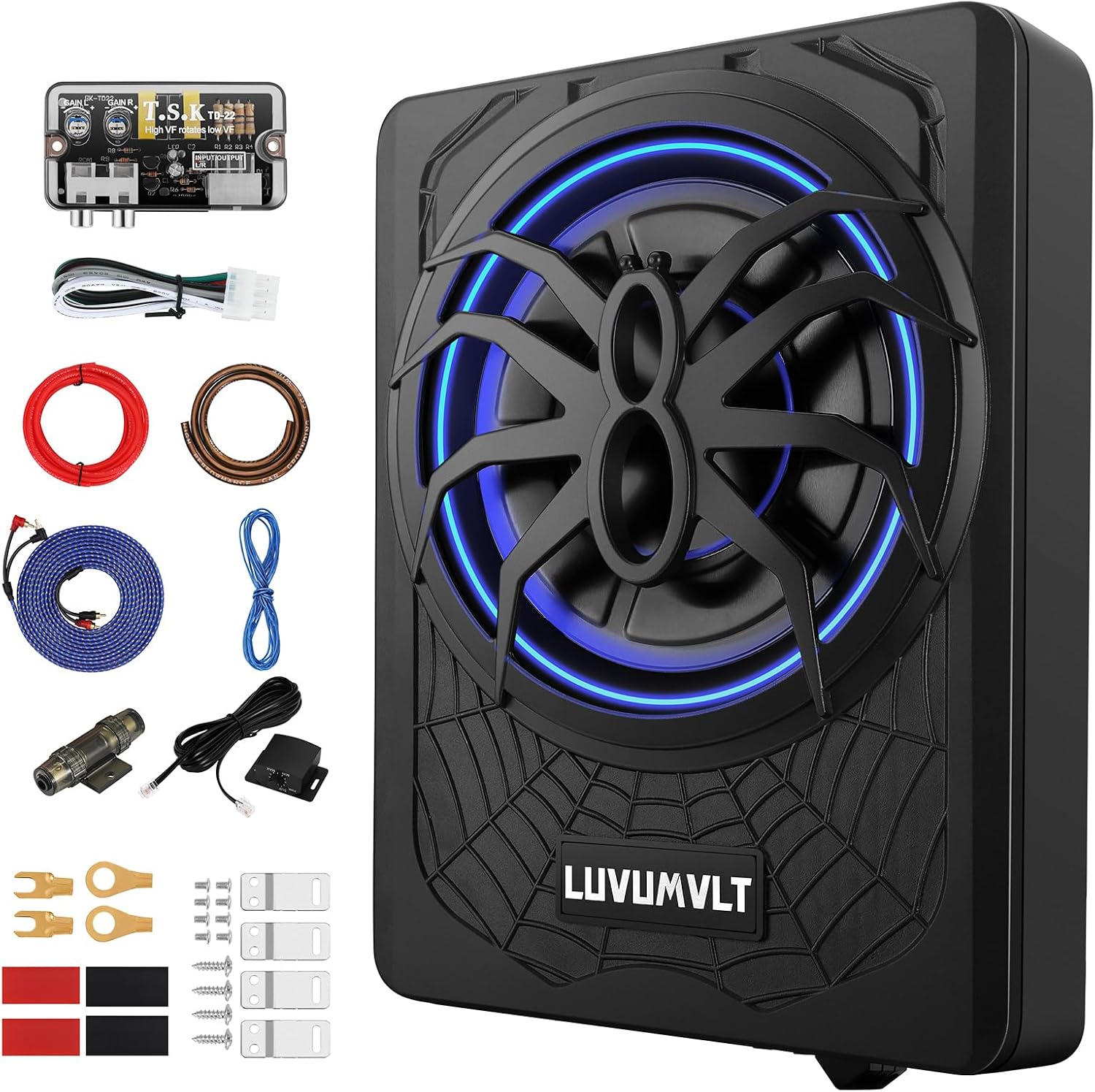 10" 1200W Car Subwoofer,Slim Under Seat Subwoofer and Amp Pa