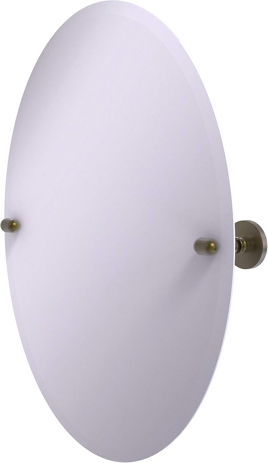 Allied Brass TA-91 Frameless Oval Tilt Beveled Edge Wall Mirror, Antique Brass