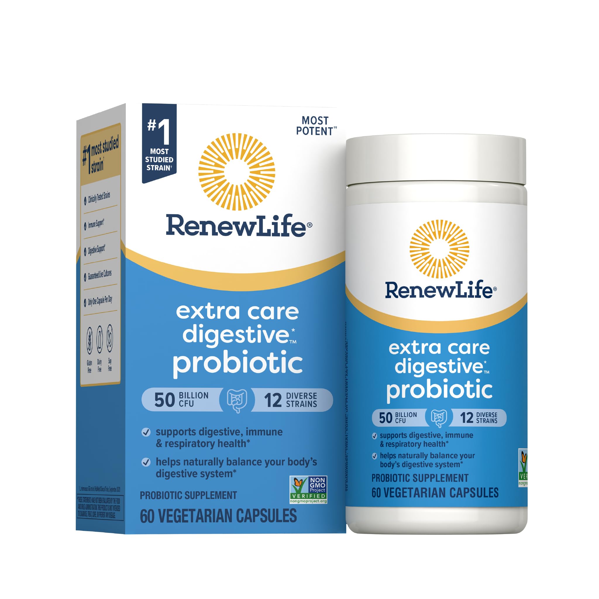 Renew Life Extra Care Digestive Probiotic 50 Billion CFU 50 Billion CFU 60 Count (Pack of 1)