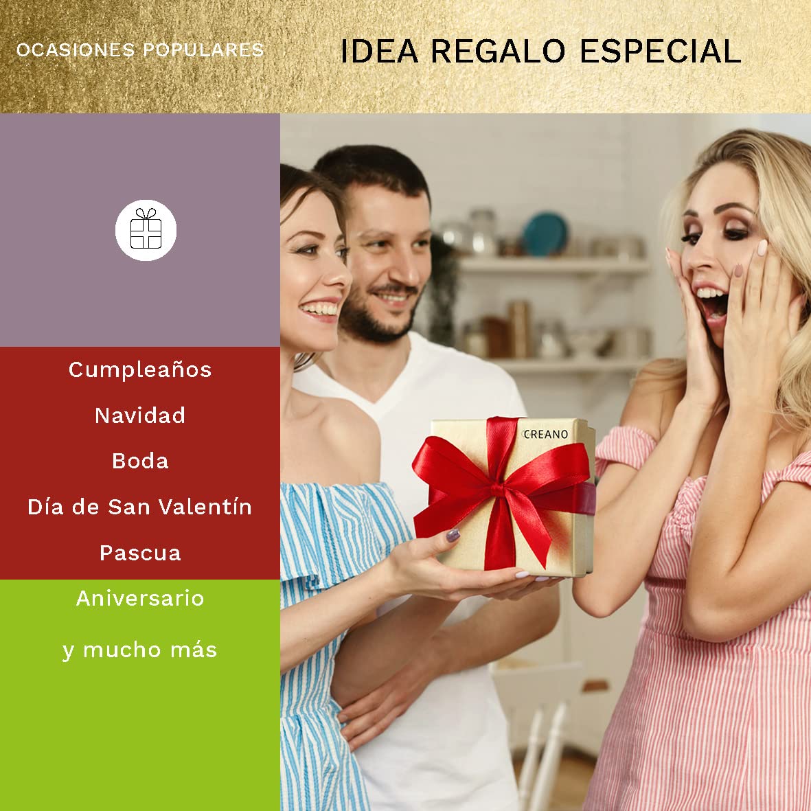Creano Cofre de Madera Flores de Té Mix 12 uds – 11 Variedades de Té Blanco, Verde y Negro – Caja Natural y Sostenible