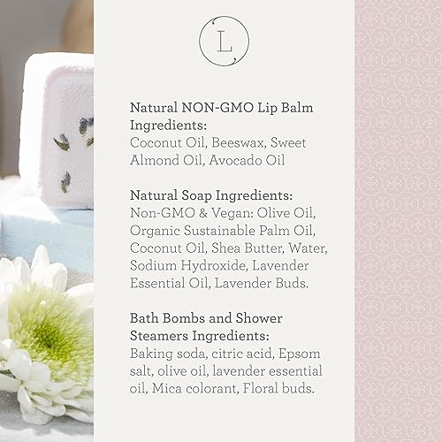 Miniatura 9 de Lizush Luxury Spa Gift Basket And Self Care Gifts For Women - 9 Piece Set With Soap, Scrub, Body Oil, Mist, Lip Balm, Facial Mask, Cosmetic Bag,