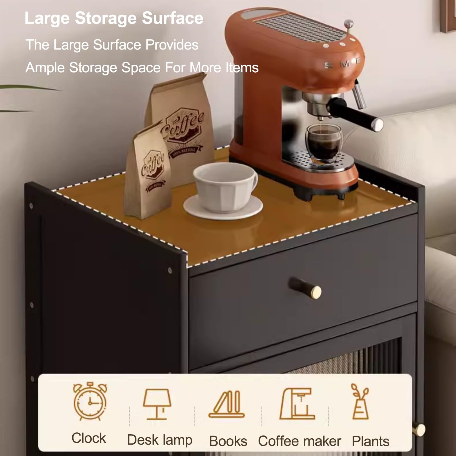Armoire De Rangement pour Balayeuse, Meuble De Rangement Caché pour Aspirateur Robot, Petit Rangement, Table D'Appoint en Bois, pour Maison Ou Bureau(Black)