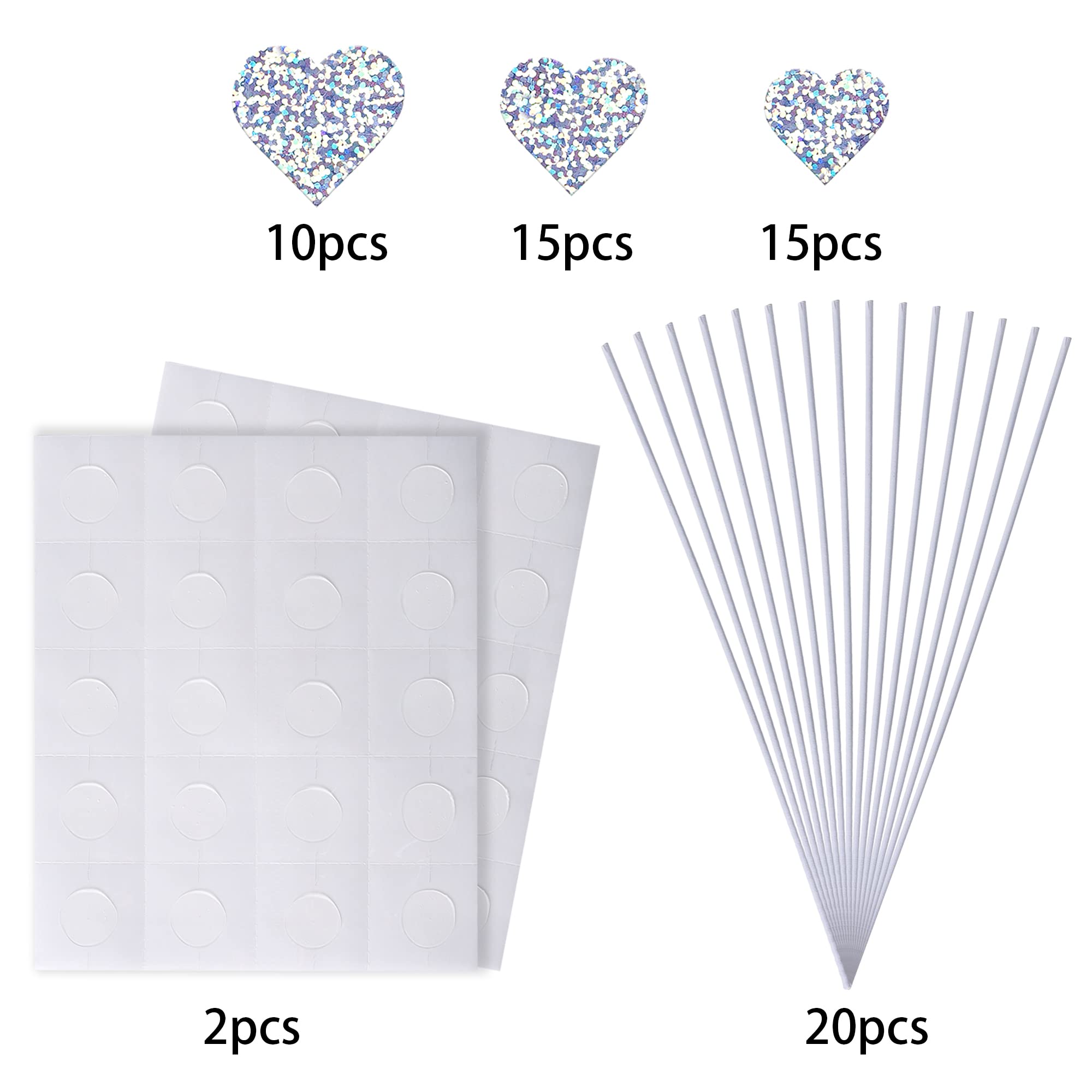 Xsstarmi 40 Pack Love Heart Cupcake Toppers Glitter Wedding Engagement Heart Cupcake Picks for Valentine's Day Theme Bridal Shower Anniversary Party Supplies Cake Decorations Dot Silver - Image 3