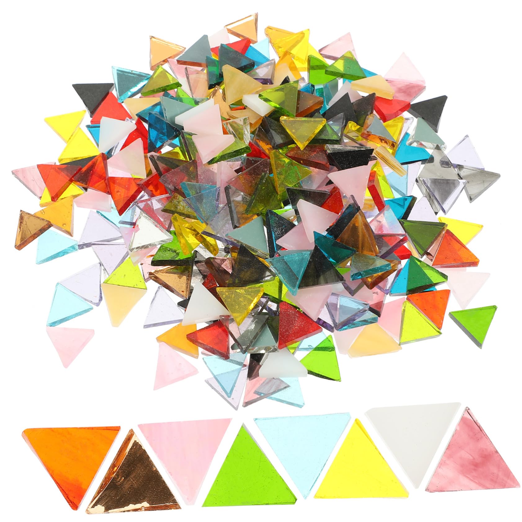 VILLCASE1 Triangle Mosaic Hand Decoration Decorative Coloured Glass Triangle Mosaic Glass Pieces Glass Decoration Glass Top Mixed Mosaic Pieces DIY Glass Mosaic Fragment Glass Mosaic