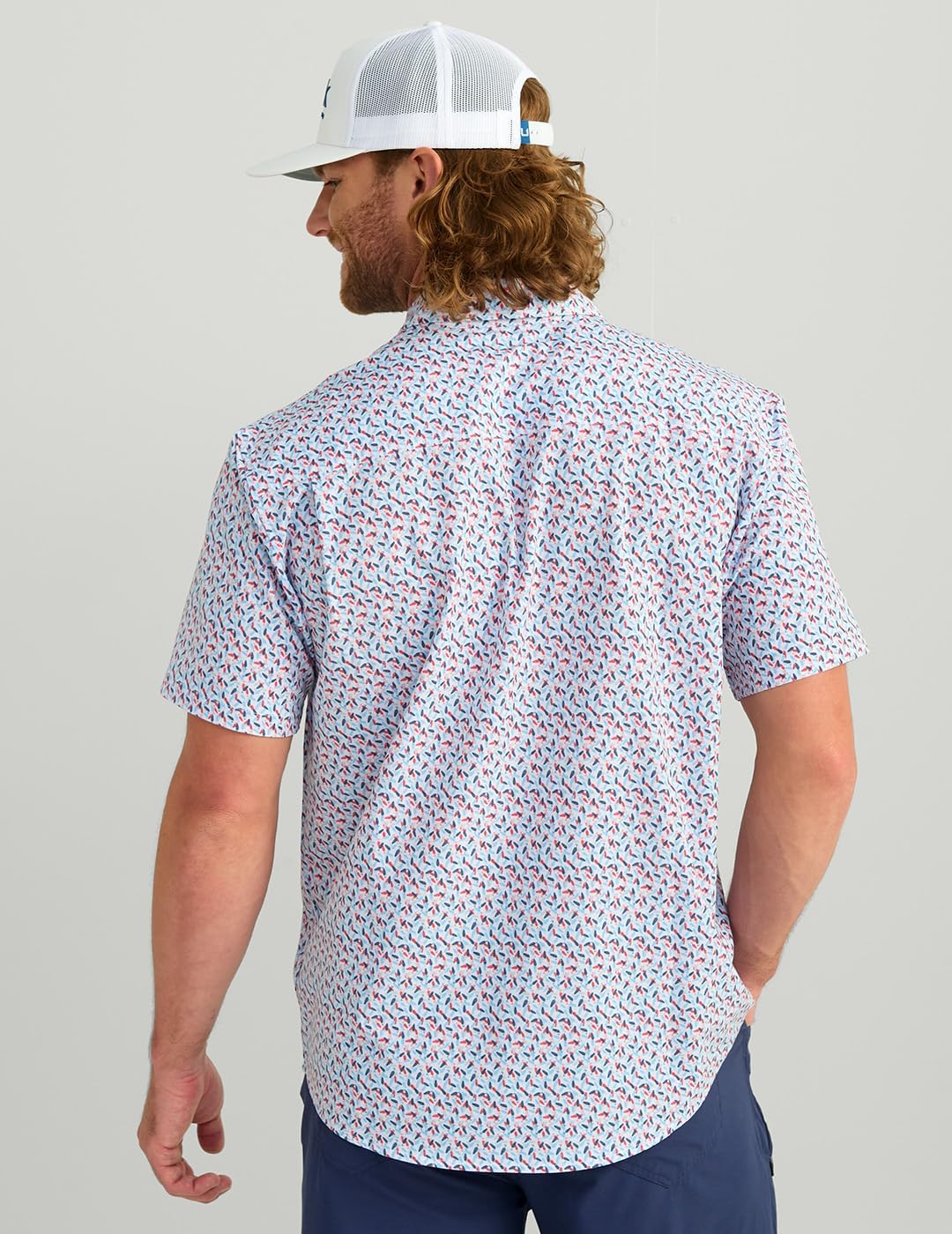 HUK Mens Kona Pattern Short Sleeve Fishing Button Down Shirt - Image 5