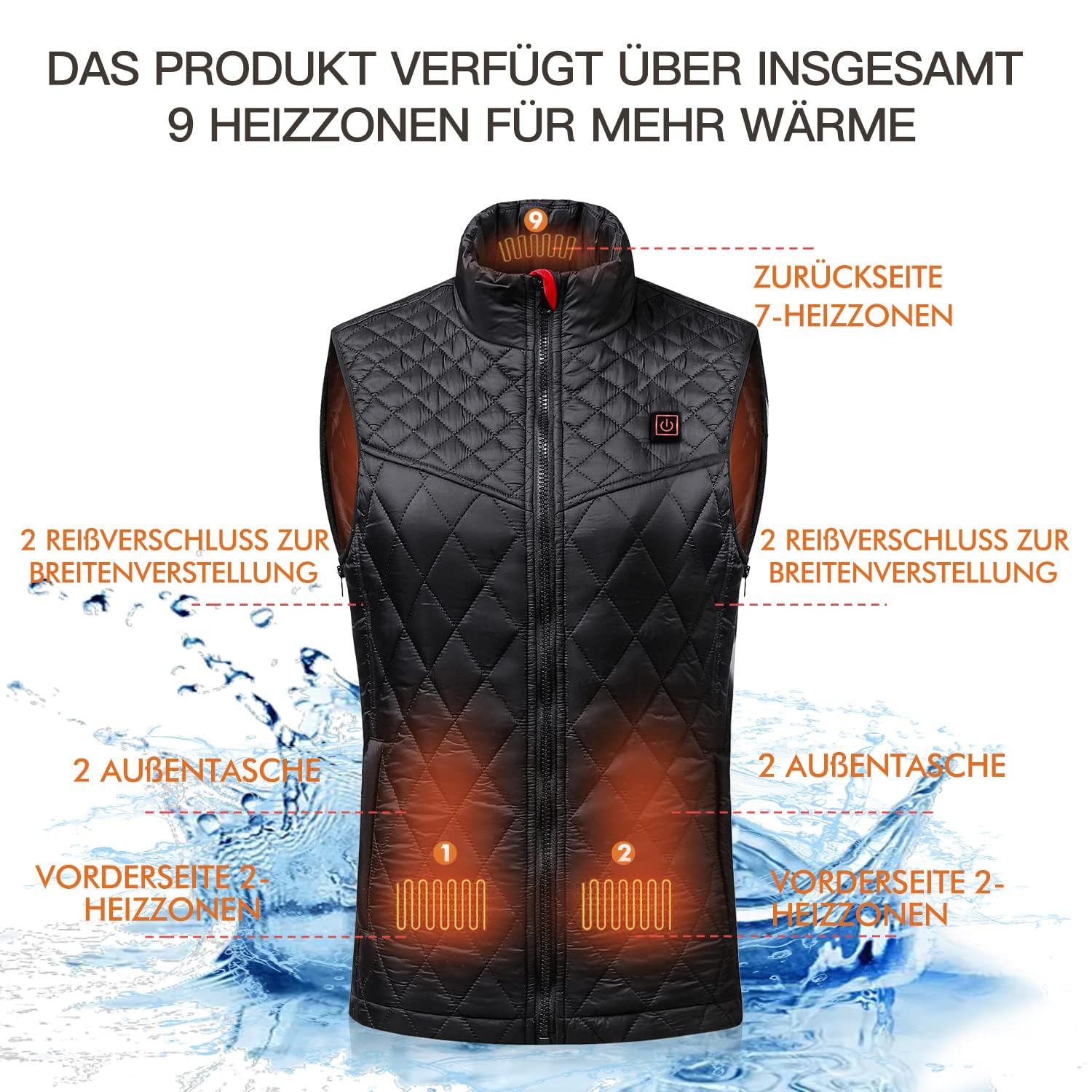 Chaleco Calefactable Hombre Mujer, USB Chaleco Chaquetas Calefactoras con Gran Zonas de Calefacción,3 Niveles de Calor (Pilas no incluidas) (FR/ES, Letras, XL, Regular, Regular, Negro)