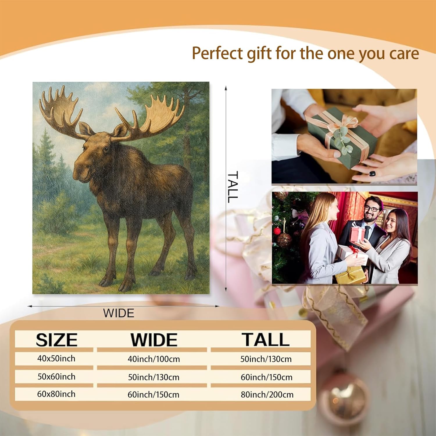 Moose Blanket Gifts for Women Adults, Soft Warm Lightweight Flannel Throw Blankets for Camping Bedroom Living Room Home Sofa Travel Decor 50" x 60" - Image 3