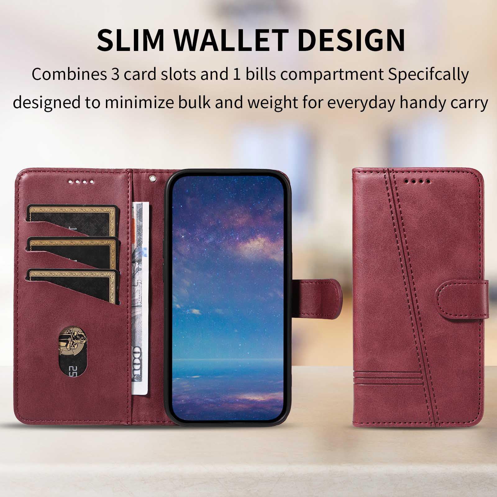 Etui z klapką do telefonu Samsung Galaxy S25 Ultra/S25 Plus/S25, skórzane etui portfelowe na telefon z stojakiem na karty, etui foliowe, odporne na wstrząsy, tworzywo TPU, czerwone, S25plus