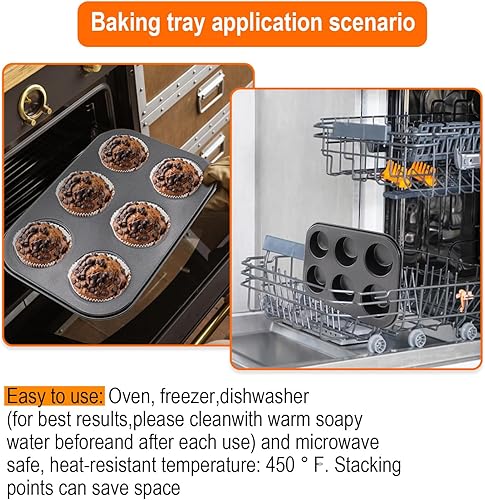 Miniatura 6 de DRAONGYE 2 paquetes de moldes redondos para hornear muffins, molde de acero prémium para hornear, moldes para tartas de queso, moldes para hornear