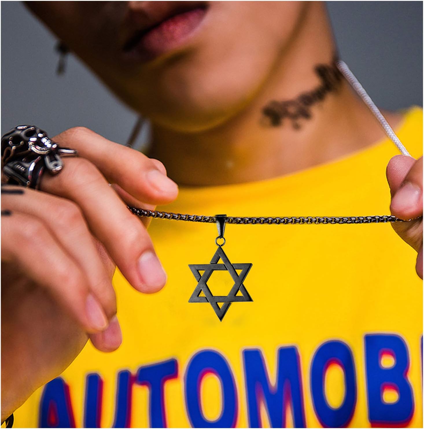 U7 Star of David Necklace for Men Women Gold/Stainless Steel Hexagon Pendant with Cross/Ruby Stone/Classic Jewish Isael Necklaces, Length 22" 24" 26" - Image 2