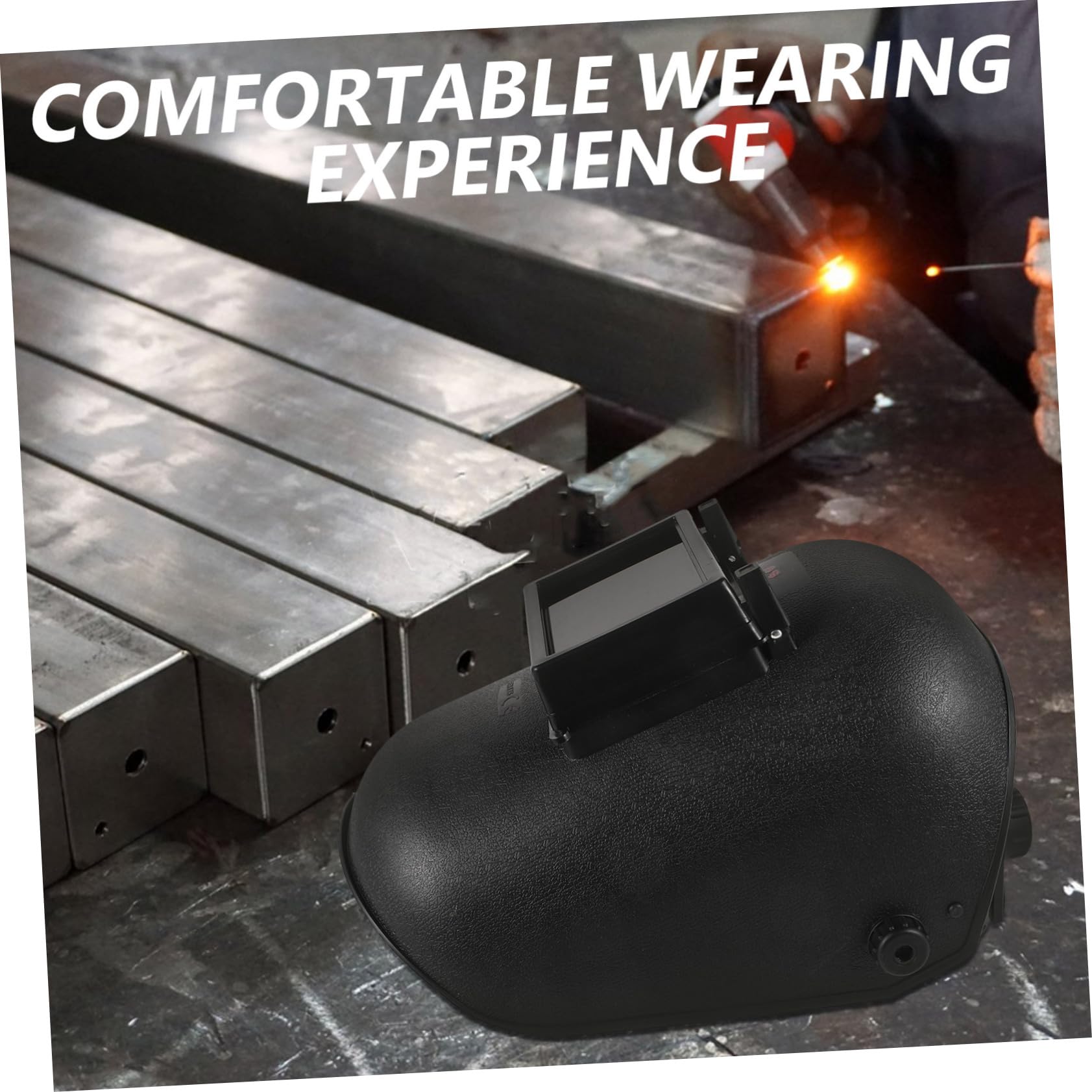 Pantalla de Soldadura Grande Cinta para Cabeza, Casco Negro | Pp, Ligera y Cómoda, para Lugares de Trabajo de Soldadura, Cobertura Amplia