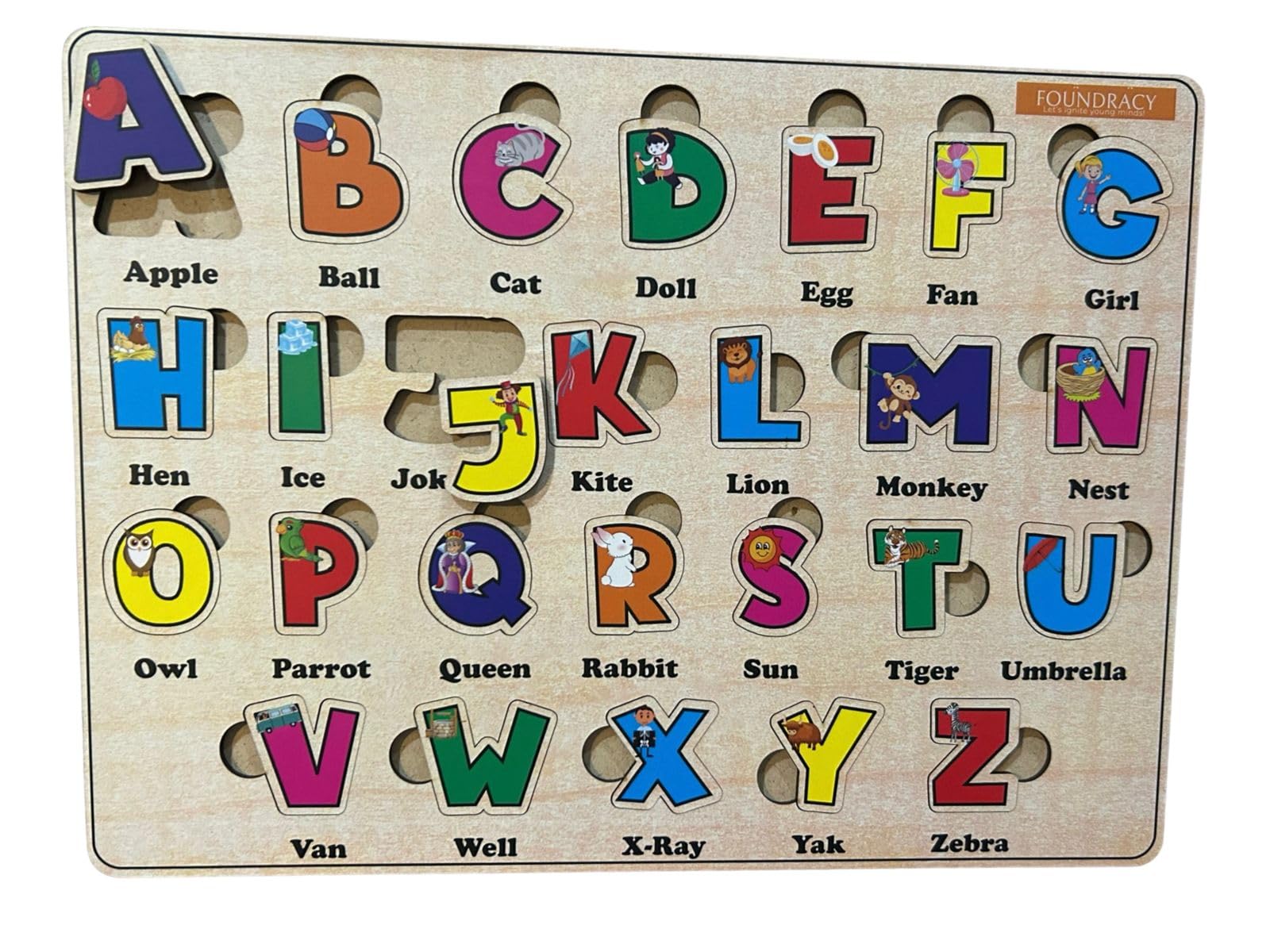 FOUNDRACY Wooden Puzzle Board for Toddlers and Preschoolers 2+ Years|Educational Toy for Boys and Girls|ABCD Puzzle|Educational Learning Board for Kids(Alphabets) (B0D5Y93SG6) Amazon Price History, Amazon Price Tracker