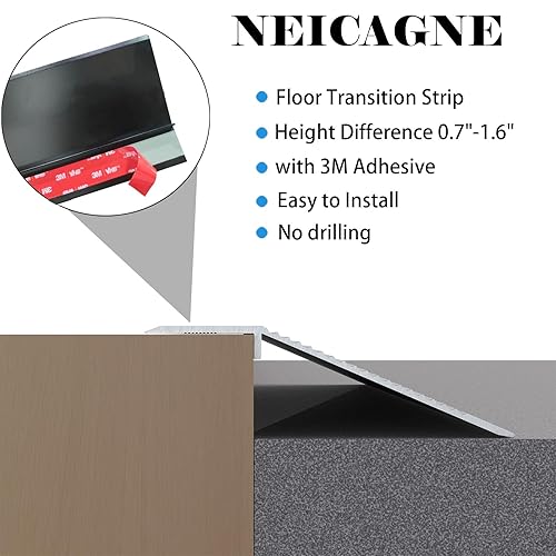 Miniatura 10 de Tira de transición de piso de aluminio, umbrales para puertas, tira de transición de piso de 36 pulgadas, borde de puerta, adecuado para umbral de