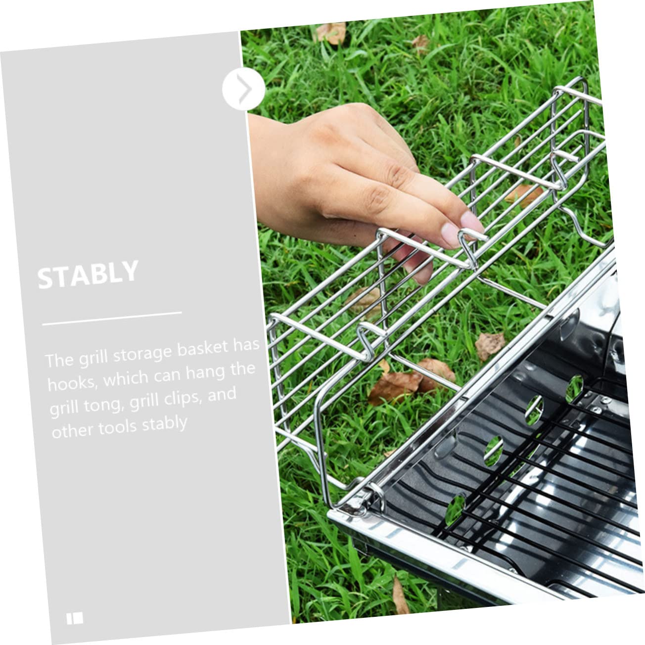 2 Stück Gewürz Hängekorb aus Edelstahl für Grillbesteck | Silber, mit Haken zum Aufhängen, für Gewürzflaschen und Grillzange, Camping Sowie Outdoor Bbq