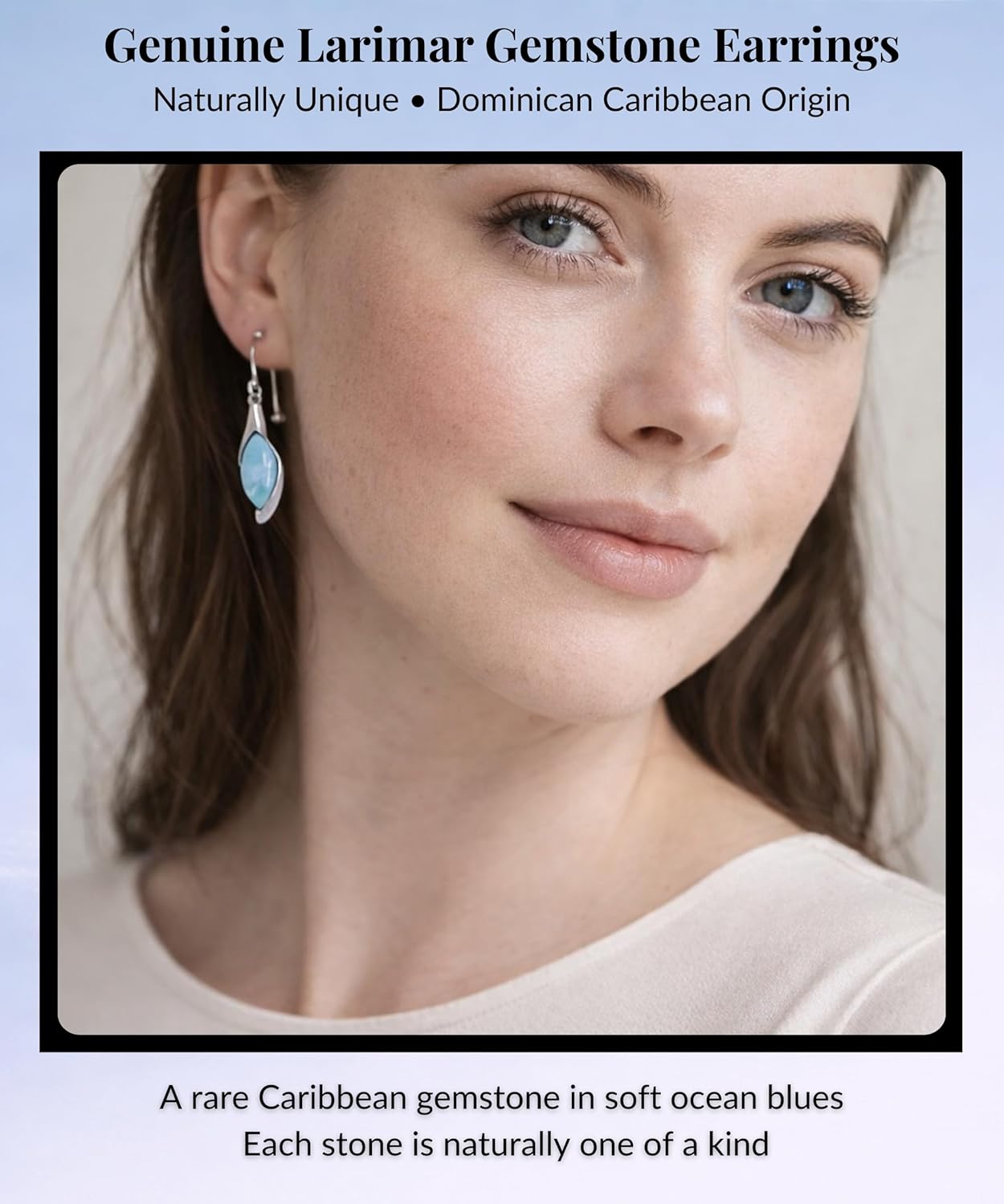 Beaux Bijoux Larimar Earrings for Women – Natural Larimar Dangle Earrings in 925 Sterling Silver – Beautiful Blue Gemstones - Unique Jewelry Gift - Image 3