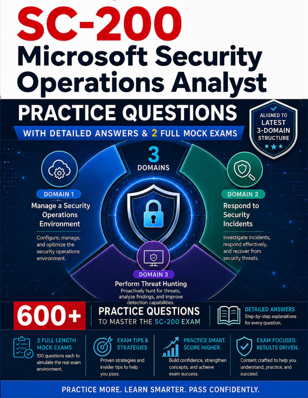 SC-200 Microsoft Security Operations Analyst: Practice Questions: The Ultimate 3-Domain Mock Exams Workbook with 600+ Realistic Prep Questions and ... Cybersecurity & IT Certification Series)