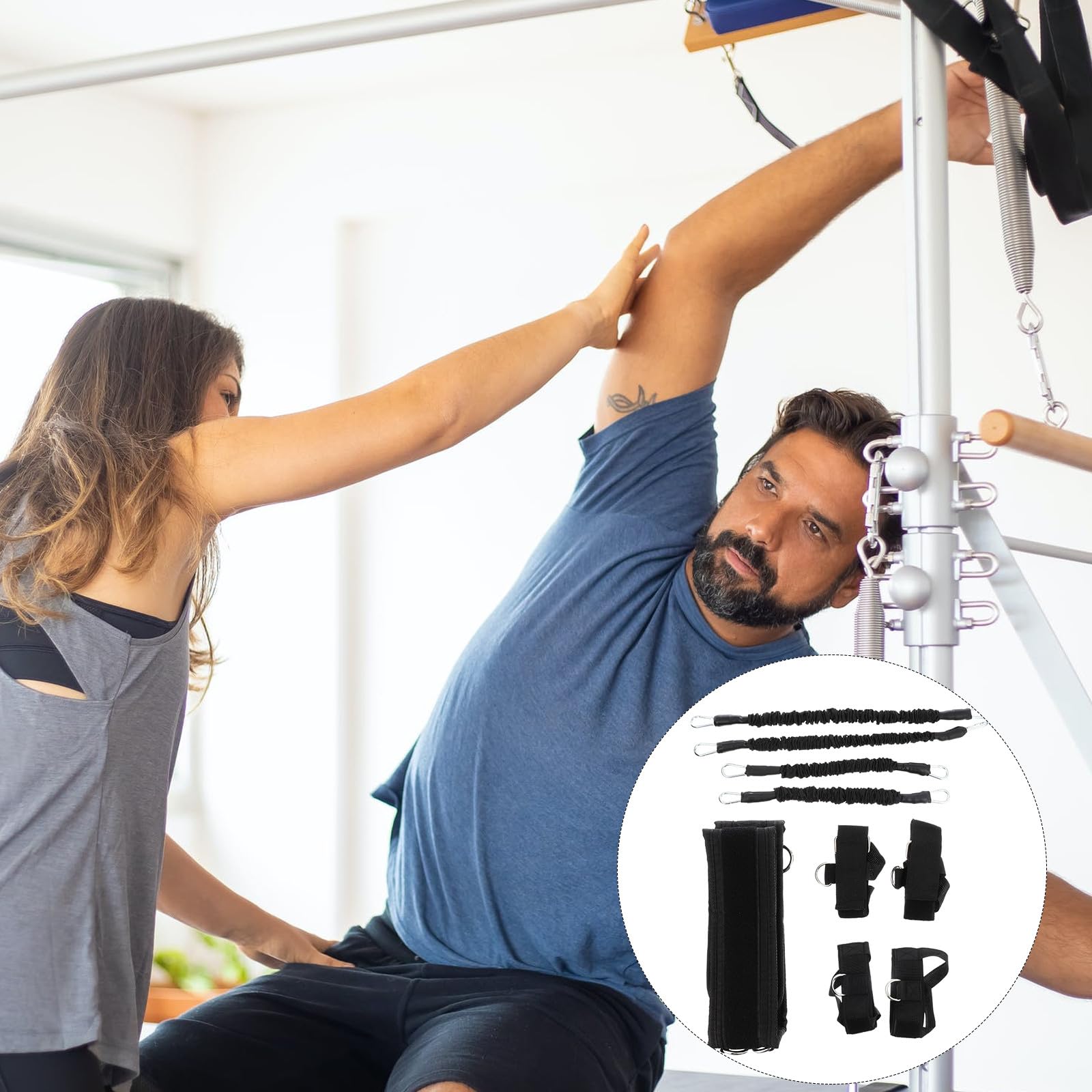 Bandes de Fitness de Résistance Réglables 20 LB, Corde D’entraînement | 1 Set, Forte Élasticité et Haute Résistance, Tissu Oxford et Corde Latex, pour Bras et Jambes, Noir