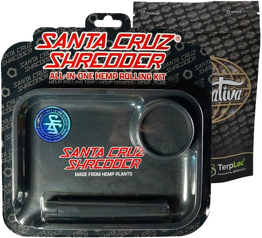 All-in-one rolling kit Santa Cruz Shredder Black + Pure Sativa Grove bag
