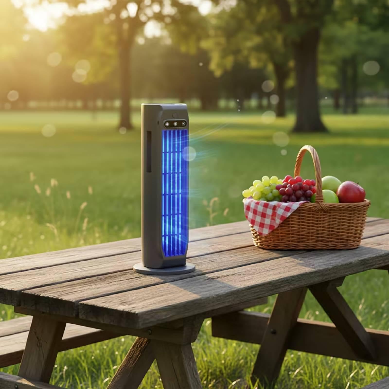 Ventilatore da Tavolo Senza Pale, Ventilatore a Torre Ricaricabile Tramite USB con Supporto Portatile, Supporto a Parete E Supporto per Telefono per L, Grigio