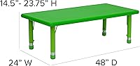 Vista 3 de Flash Furniture Emmy 61 x 121,9 cm Mesa de actividades rectangular de plástico verde ajustable en altura con juego de 6 sillas