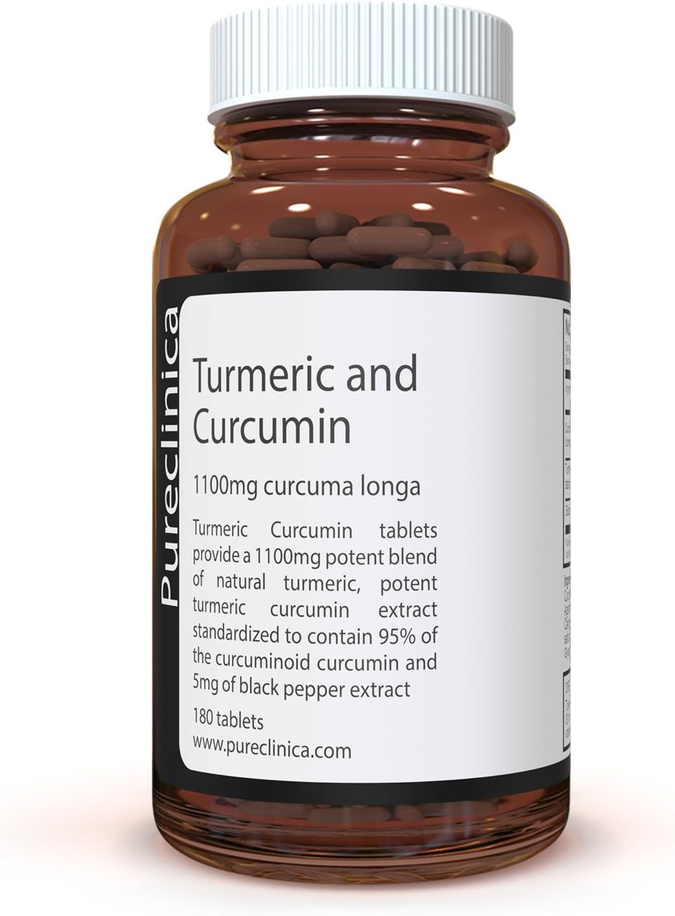 Cúrcuma Turmeric - 1000mg x 180 comprimidos - Incluyendo 95% de Curcumina – Con raíz de Cúrcuma en polvo que contiene curcuminoides – Con 5mg de extracto de pimienta negra SKU: TUCR