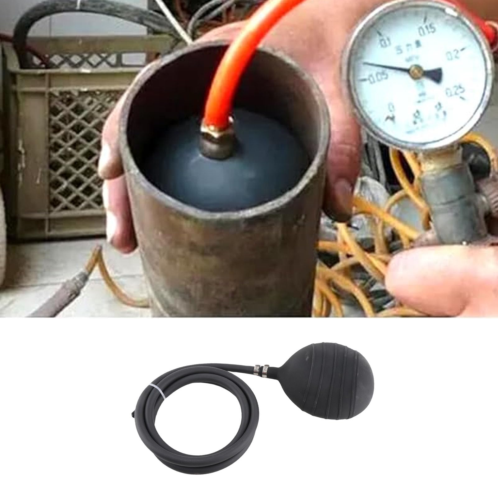 Aufblasbarer Rohrstopfen, PVC-Abwasserteststopfen, Wasserabsperr-Airbag, Flexibler Aufblasbarer Sanitär-Testballon für die Inspektion von Abwasserleitungen (150mm)