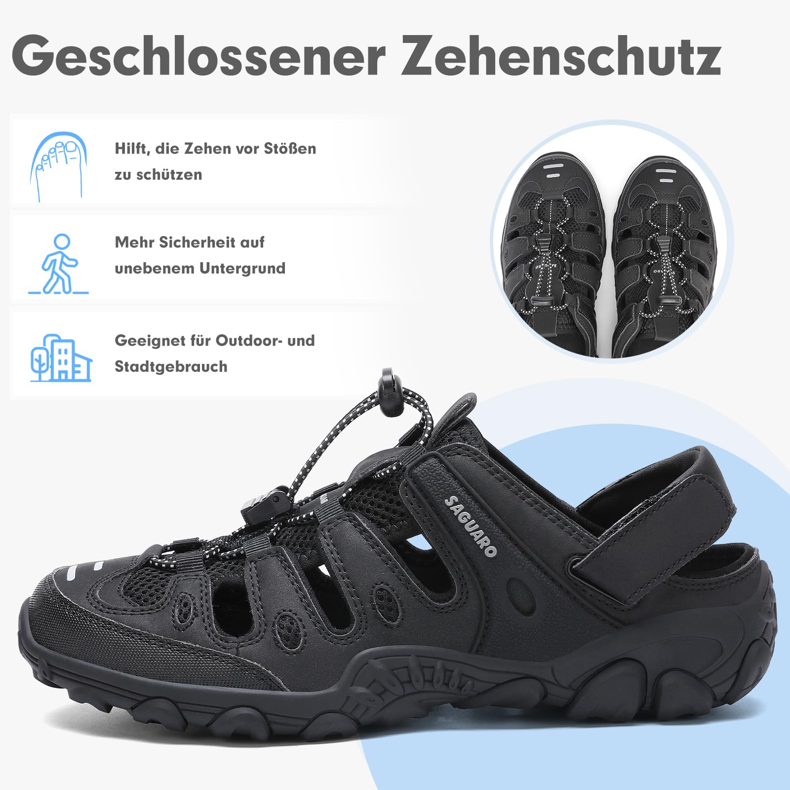 SAGUARO Herren Damen Sandalen Bequem Atmungsaktiv Outdoor Sport Trekking & Wandersandalen