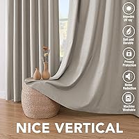 Vista 236 de H.VERSAILTEX Cortinas 100% opacas con aislamiento térmico, texturizadas, de lino, con bloqueo completo de calor y luz, para sala de estar y Negro