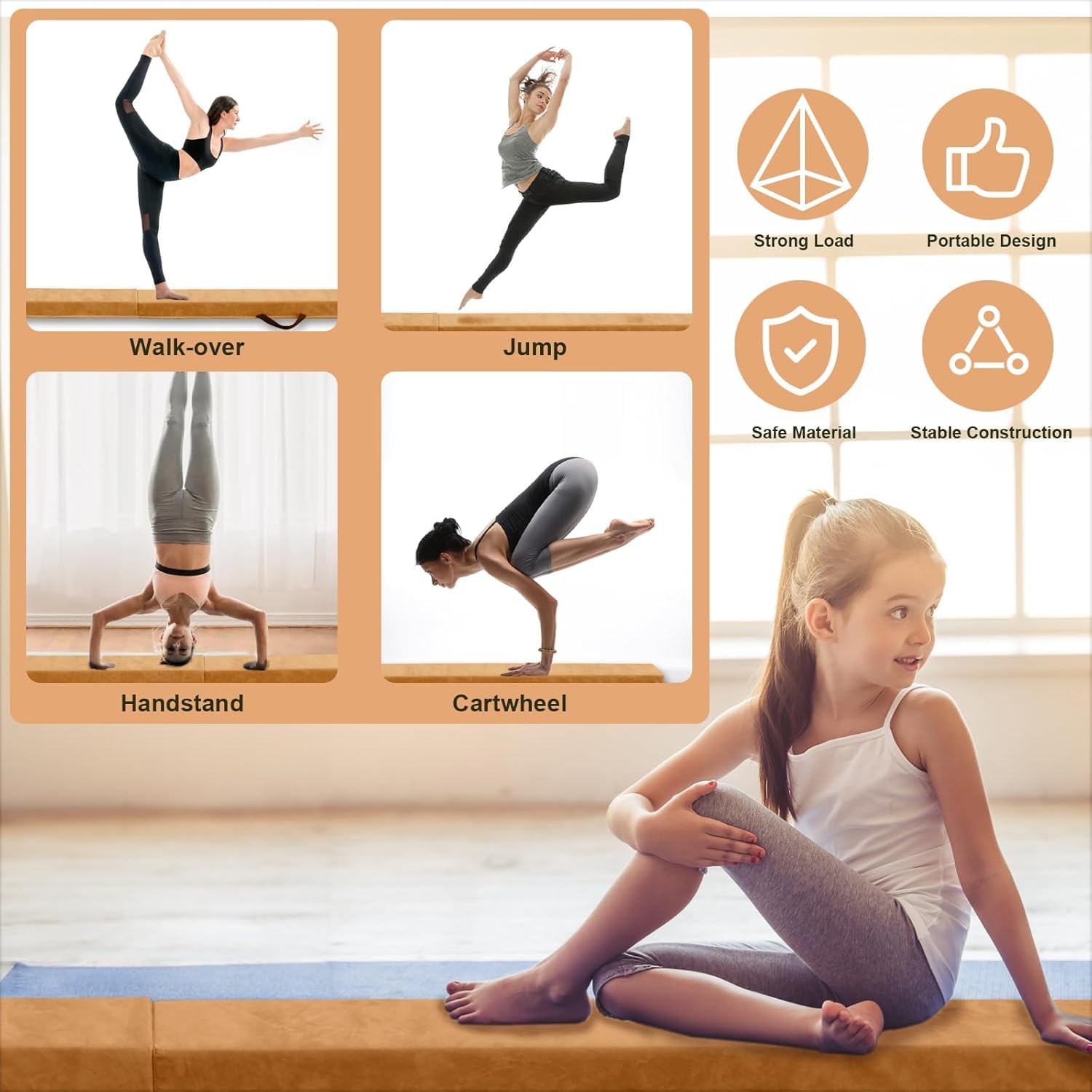 FBSPORT Poutre Gymnastique Enfant 240/270/300 cm Poutre Gym Poutre d'équilibre au Sol, Poutre de Gymnastique Pliable pour entraînement, Pratique, Sport et entraînement Professionnel à la Maison