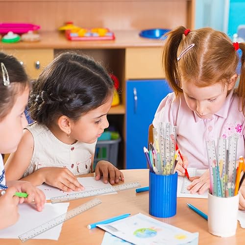 Miniatura 5 de Zonon 6 reglas métricas rectas flexibles de plástico a granel de 12 pulgadas con centímetros y pulgadas, herramienta de medición de dibujo para