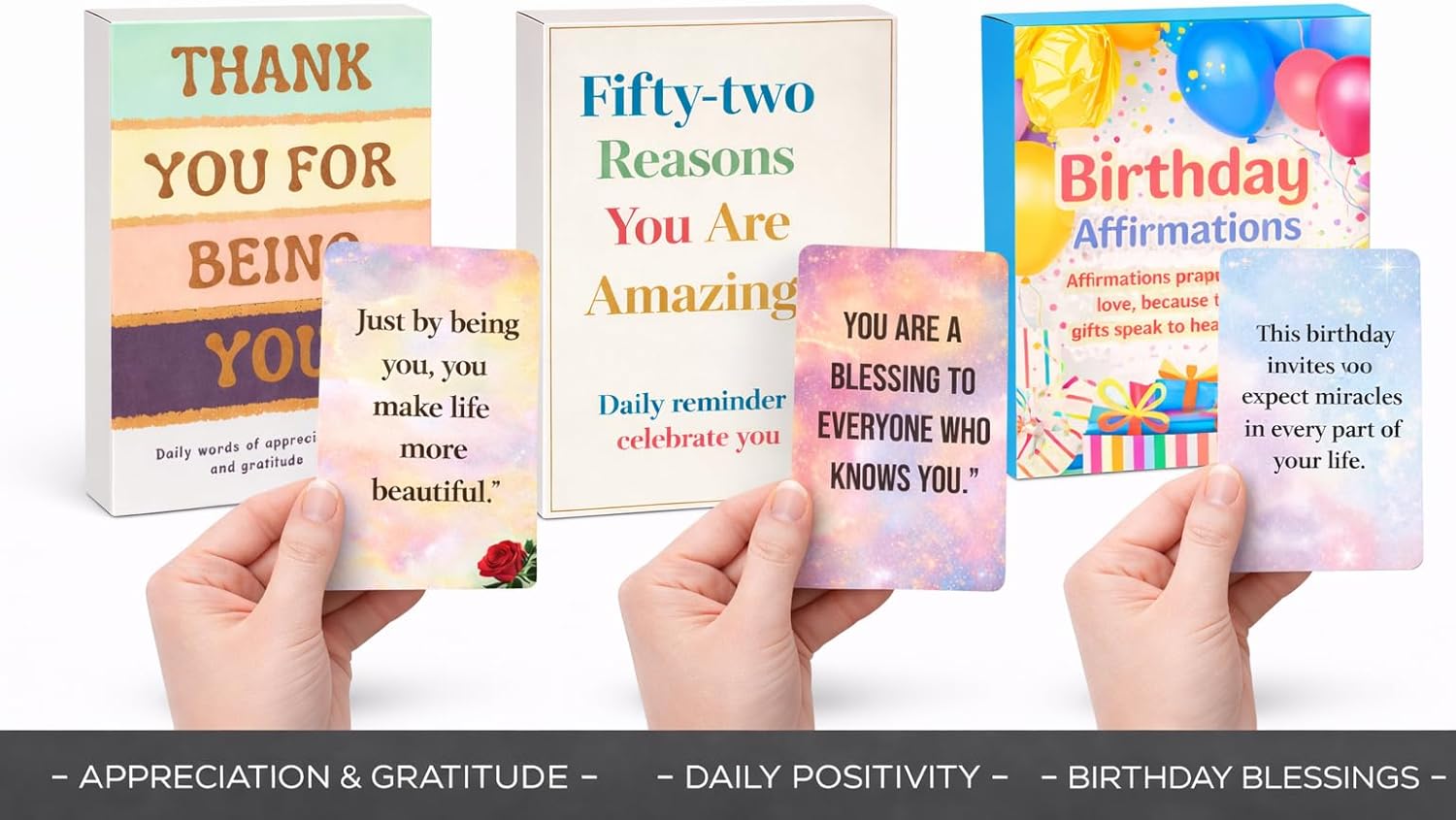 Isaac Liev Affirmation Cards For Women, Appreciation quotes, Motivational and inspirational, 3-Pack Bundle, positivity gift