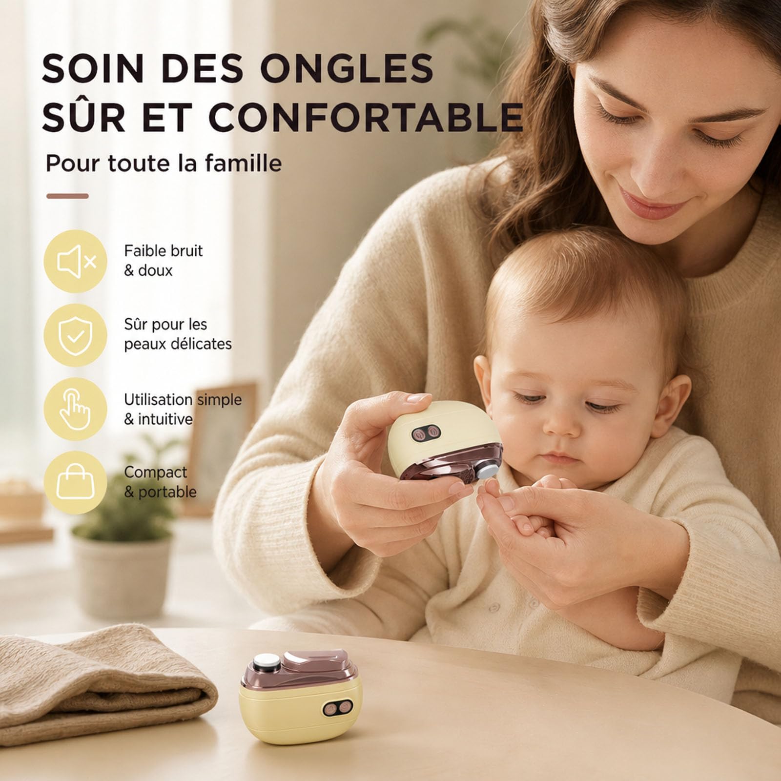 Coupe-ongles électrique 2 en 1 avec polisseur intelligent rotatif，Violet