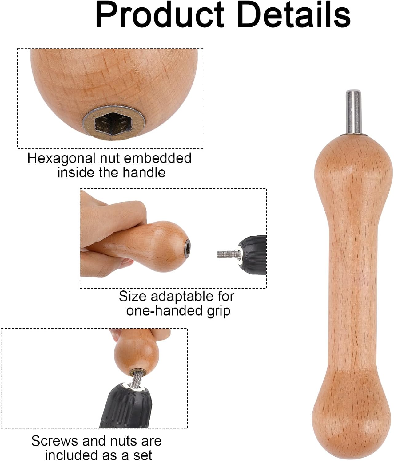Gosknor Wooden Sinew Puller Tool for Tie Dye, Sinew Puller with Adapter