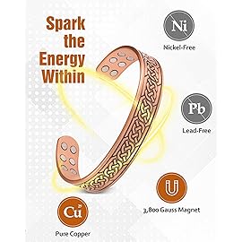 Jecanori Copper Bracelet for Men, 18X Strength Mens Magnetic Copper Bracelets with 3,800 Gauss Magnets