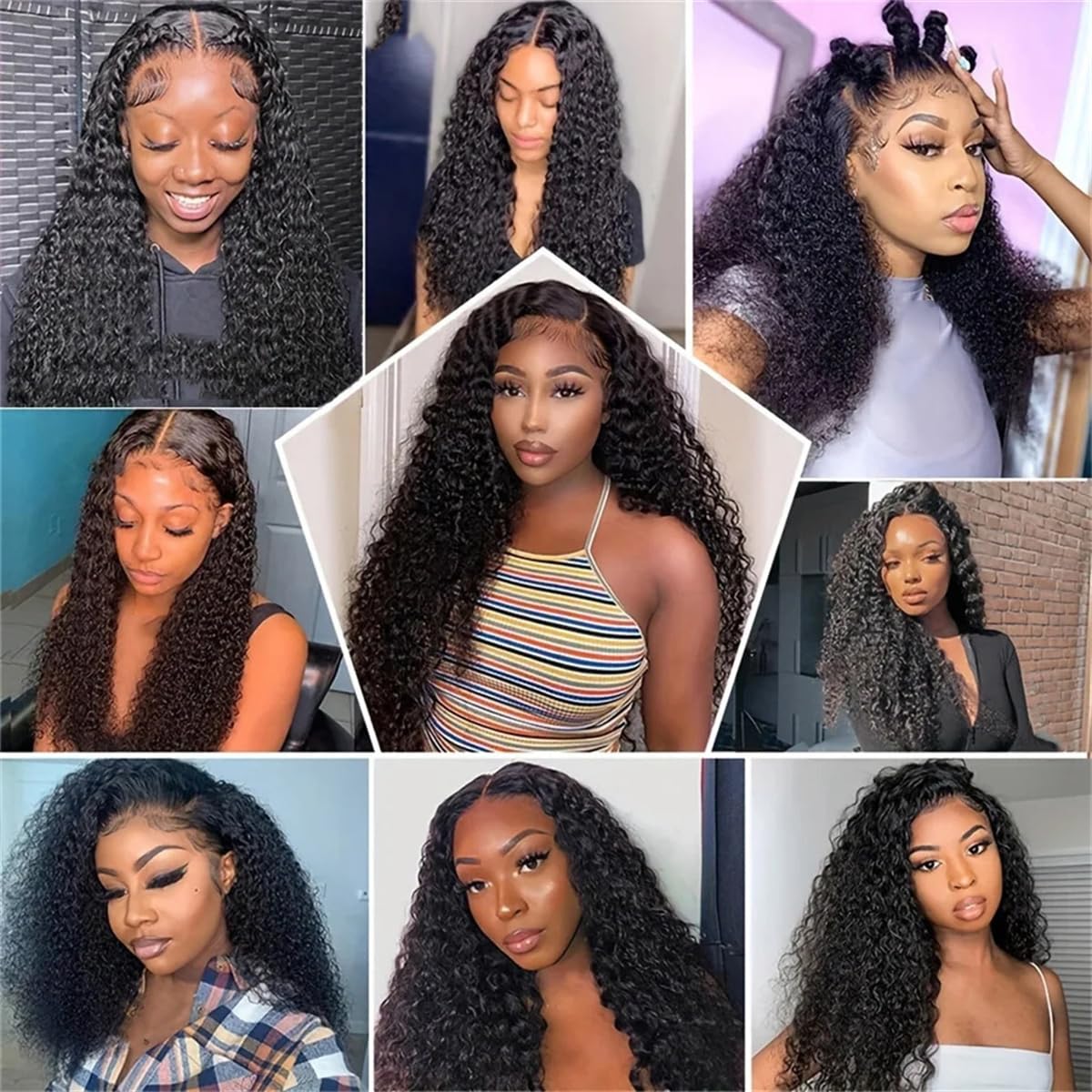 Generic Women's 13X6 Lace Wig Human Hair Curly Wig 30 40 Inch Pre Plucked Glueless Loose Deep Wave Water Wave Frontal Wigs