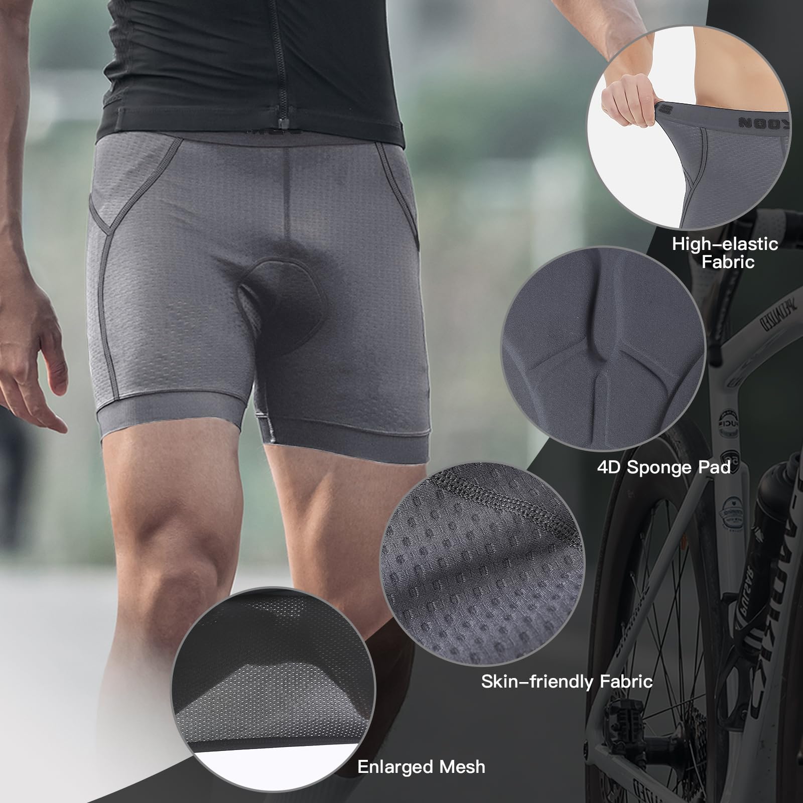 NOOYME Shorts de Ciclismo para Hombre Calzoncillos de Ciclismo para Hombre con Almohadilla para el Asiento