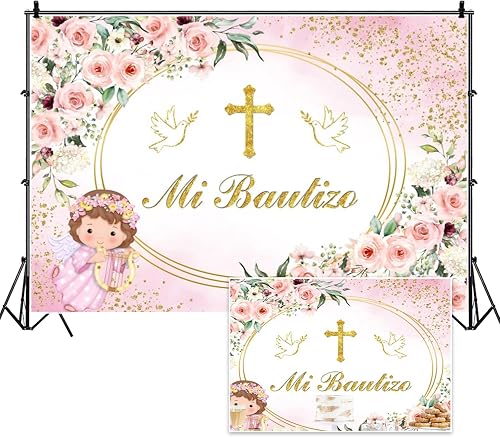 Vie Savaran 7x5ft Mi Bautizo Baptism Backdrop God Bless First Holy Communion Gir