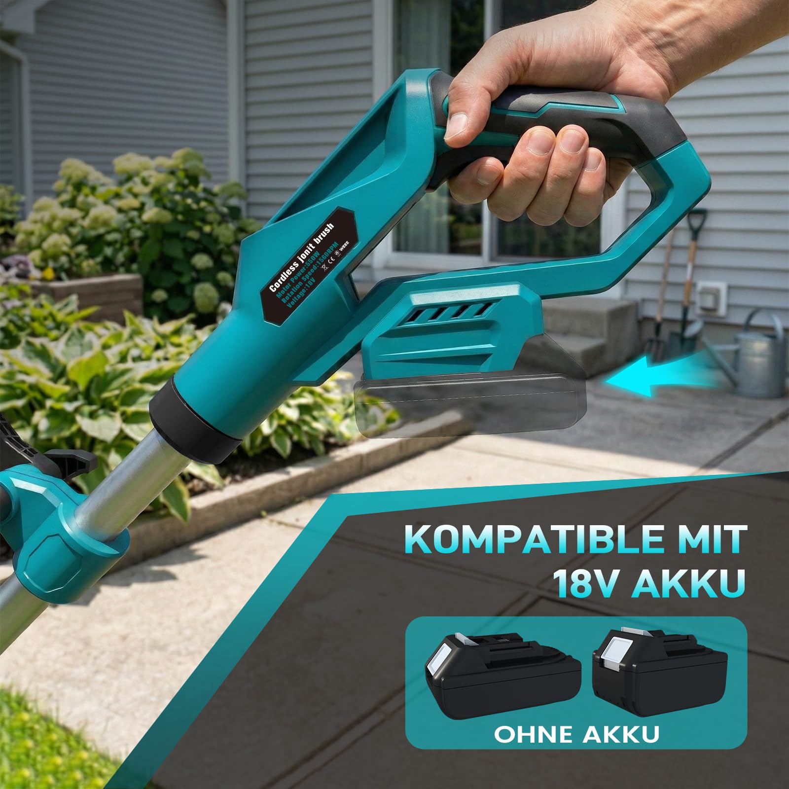 ohyes Akku-Fugenreiniger Kompatibel mit Makita 18v B Series Batterie mit verstellbarem Teleskopführungsgriff für Garten und Hof(Batterie Nicht enthalten)