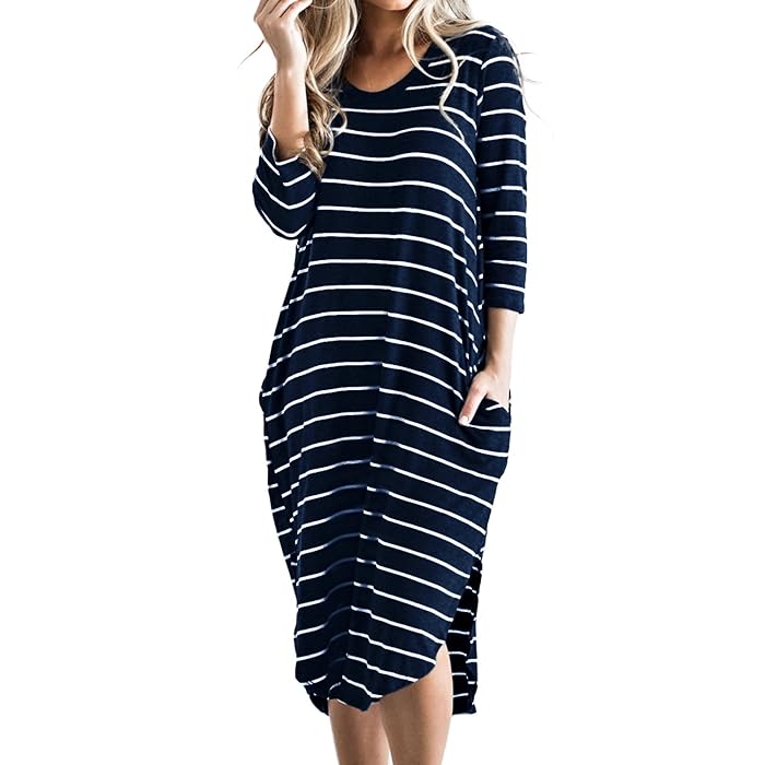 Long sleeve striped t shirt dress Clearance