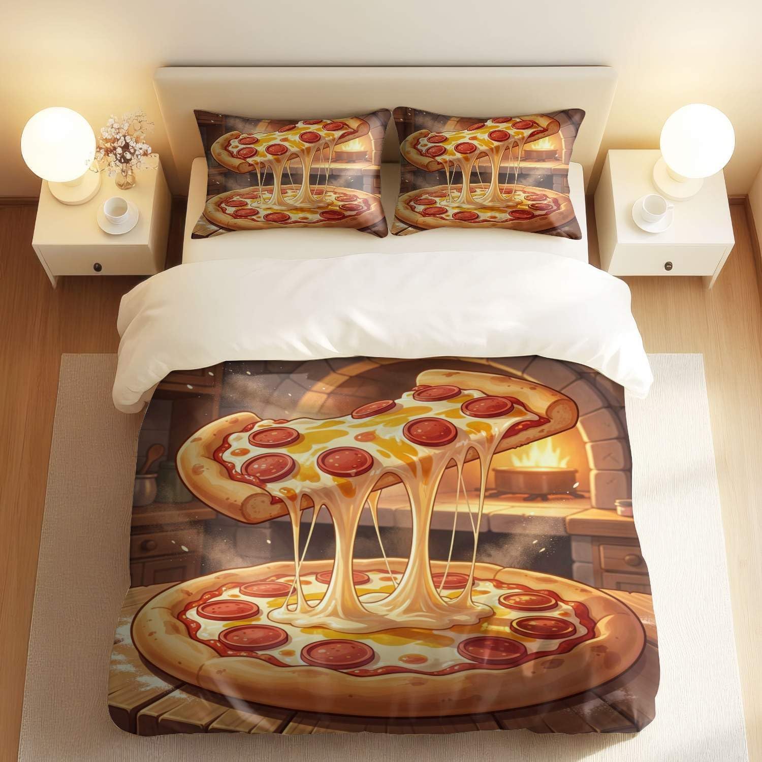Housse de couette 240x260 nourriture 3D, le cadeau idéal pour amateurs de pizza